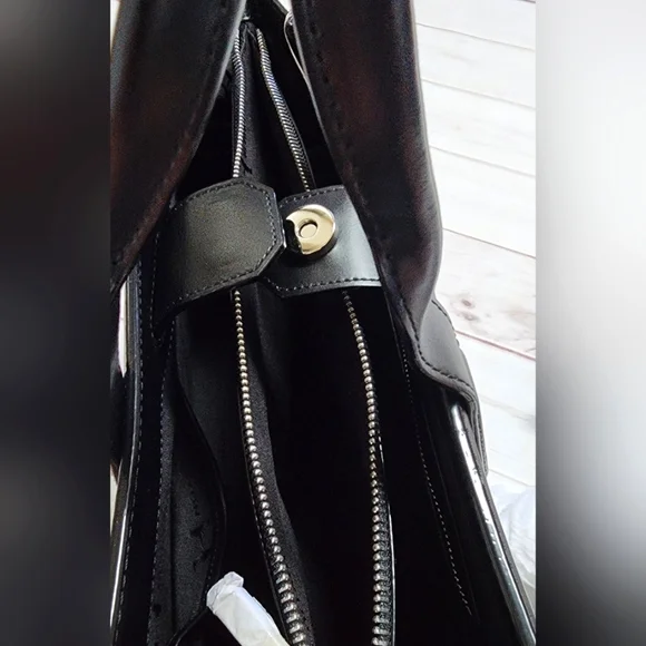 NWT Halston Heritage East West Leather Tote in Black with Dust Bag - Picture 10 of 14